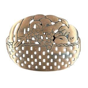 VINTAGE BRASS TRIVET - Fruit Basket Design